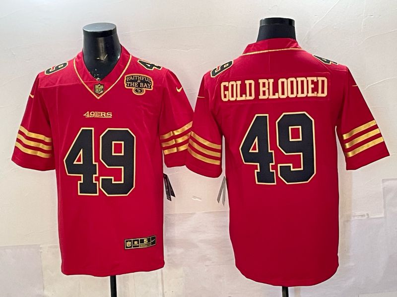 Men 2026 San Francisco 49ers #49 Gold blooded red gold Nike Limited NFL Jersey style 08